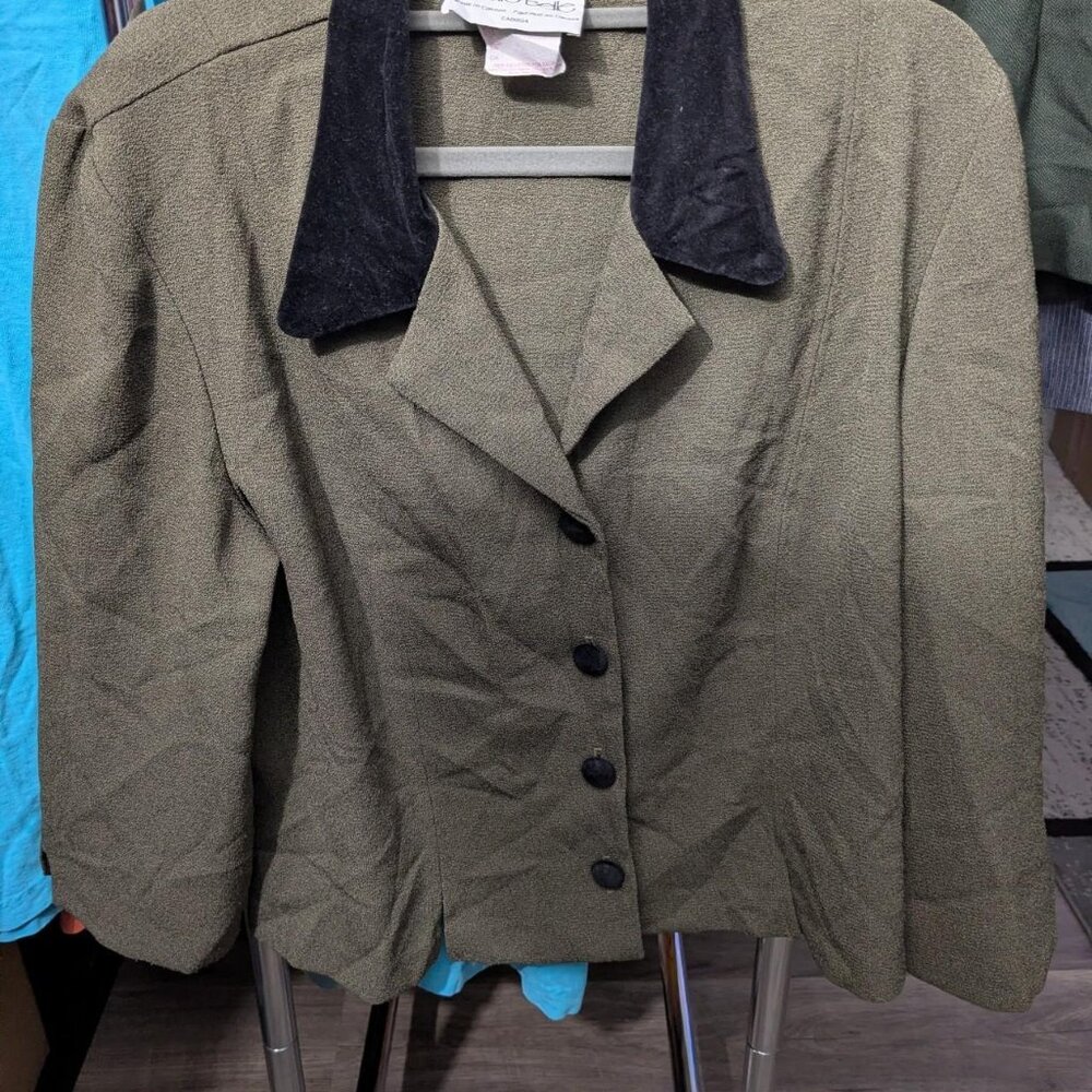 Leslie Belle Green and Black Vintage Blazer Size 14